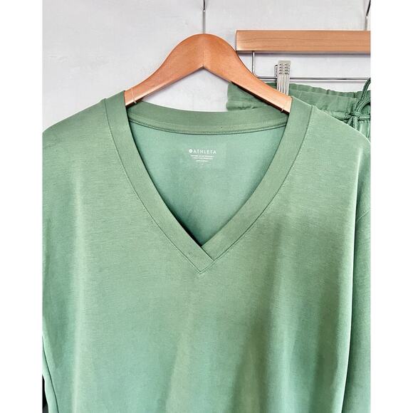 Athleta Seasoft Outfit VNeck Sweatshirt Straight Crop Pant XS SMALL *READ - Picture 3 of 13